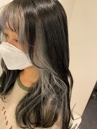 ロング カラー ハイライト/ブリーチ バレイヤージュ関佳祐のヘアスタイル