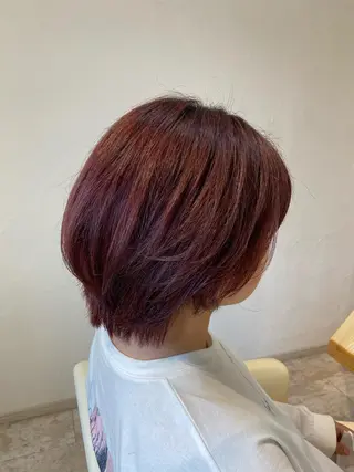 ショート カラー ブリーチなしWカラー /酸性ストレート河本のヘアスタイル