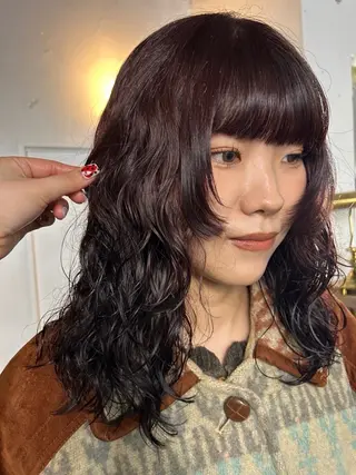 セミロング カラー パーマ 小川真歩/パーマ /暖色オリーブのヘアスタイル