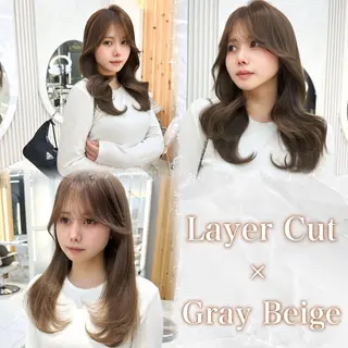 セミロング カラー 顔周り特化/韓国ヘア /レイヤー/吉野幸大のヘアスタイル