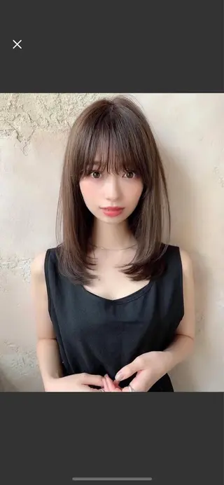 ミディアム 木屋元一/透明感 /前髪/韓国ヘアのヘアスタイル