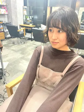 ミディアム パーマ 松下 倫子のヘアスタイル