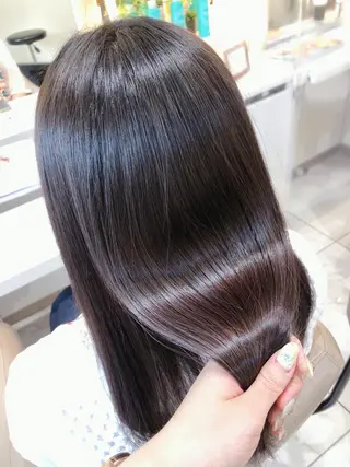 セミロング 三箇島陽香/髪質改善 クロスパーマ縮毛矯正のヘアスタイル