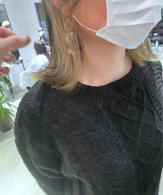 ミディアム 美髪矯正/艶カラー ボブ/栄/鐘ヶ江純也のヘアスタイル