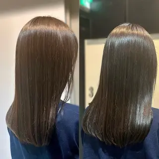 セミロング カラー パーマ 縮毛矯正+モテカラー 🎀✨MIHOのヘアスタイル