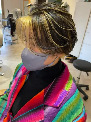 カラー パーマ ヘアアレンジ メンズ アイブロウ ショート 【N°deseo】 吉祥寺のヘアスタイル