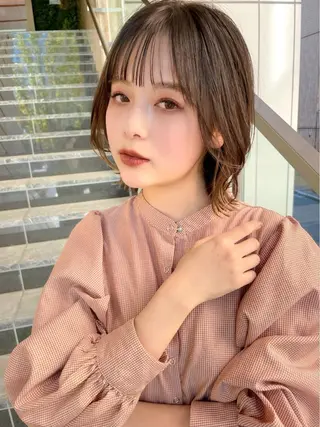 ミディアム 結べるレイヤーボブ くびれLady表参道のヘアスタイル