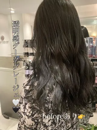 ロング カラー ヘアアレンジ オリーブ透明感カラー 表参道/MIKUのヘアスタイル