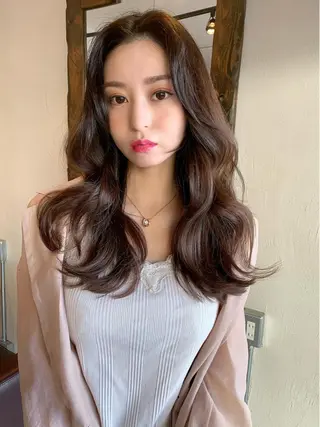 セミロング カラー 透明感/オリーブ/ グレージュ/YUKAのヘアスタイル