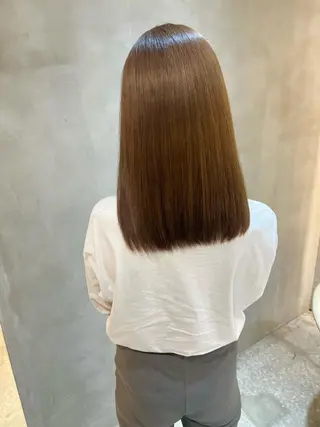 ミディアム カラー ボブ/巻ける縮毛矯正 /韓国レイヤーはなのヘアスタイル