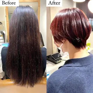 ショート カラー 艶髪カラー/透明感 美髪/白髪/ﾑﾅｶﾀのヘアスタイル