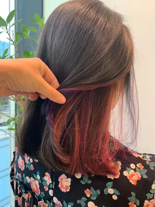 セミロング カラー ヘアアレンジ HairSignature所属・ブリーチ指名神戸 No.1美容師RENのヘアスタイル