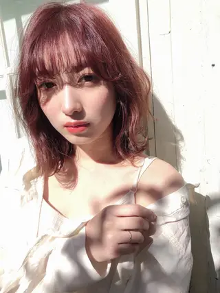 ミディアム カラー 店長/mao/ 前髪/顔周りカットのヘアスタイル