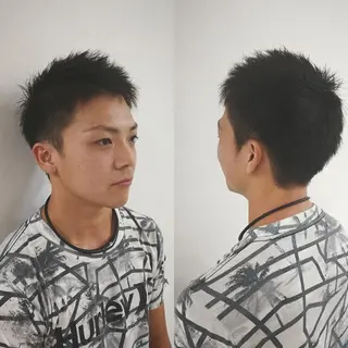 ショート メンズ Aile所属・酸性ストレート／カラ ー/山下高明のヘアスタイル