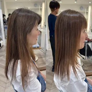 セミロング 縮毛矯正/白髪ぼかし ショートボブ/鈴木のヘアスタイル