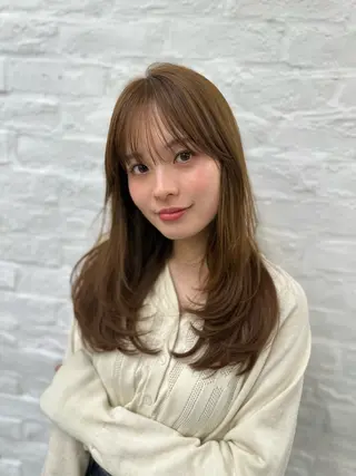 ミディアム カラー 前髪顔まわりカット 🌈中村海聖のヘアスタイル