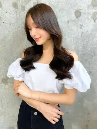 セミロング カラー 髪質改善/韓国ヘア レイヤー/新宿/ロミのヘアスタイル