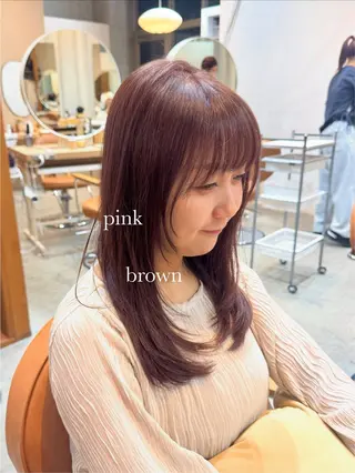 ミディアム カラー 🫧髪質改善/Wカラ ー 暖色 🌸桜🌸のヘアスタイル