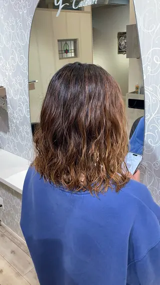 ミディアム パーマ ヘアアレンジ 小野寺祐希人 Calbariのヘアスタイル