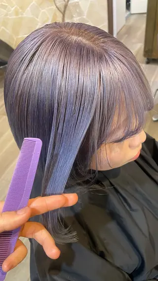 ミディアム 🎀ハイトーン/ 艶カラー/夕月🎀のヘアスタイル