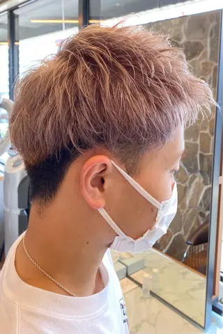 メンズ レイヤー/グレージュ メンズパーマのヘアスタイル