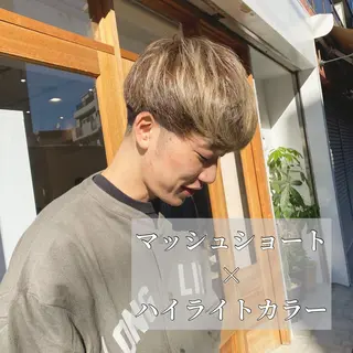 ショート カラー メンズ ブリーチ縮毛矯正/ デサキ ショウヘイのヘアスタイル