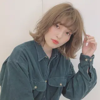 ミディアム カラー 店長/mao/ 前髪/顔周りカットのヘアスタイル