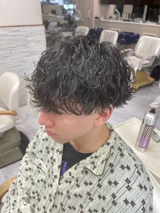 ショート パーマ メンズ 🐥くまがい💛 ダブルカラー／パーマのヘアスタイル