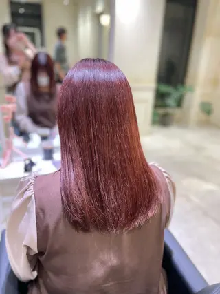 セミロング カラー 🌷ピンク/韓国風 暖色カラー ゆい🌷のヘアスタイル