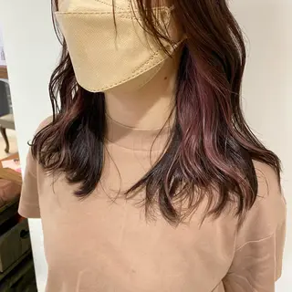 セミロング カラー 関口 桃花🌷 暖色カラーのヘアスタイル