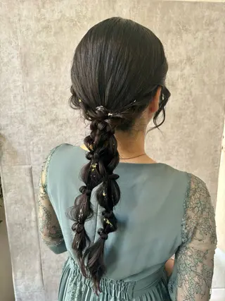 ロング ヘアアレンジ 羽エクステ/シール エクステ/横浜駅5分のヘアスタイル