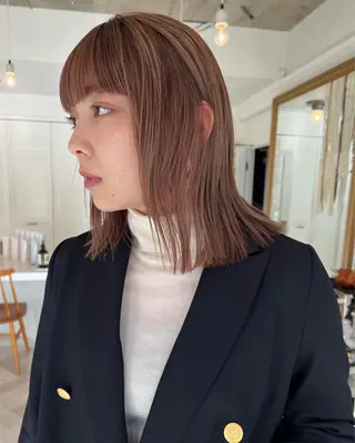 カラー ブリーチカラー🎀 韓国風/寺門美優のヘアスタイル