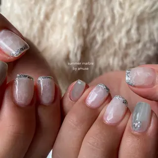 ネイル amuse 手書きニュアンスのネイルデザイン