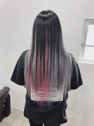 カラー ロング ヘアアレンジ MISAKIエクステ ブリーチ\5900のヘアスタイル