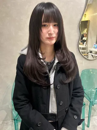 ロング 艶カラー レイヤーカット　ゆめのヘアスタイル