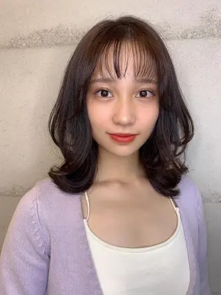 ミディアム カラー 透明感/オリーブ/ グレージュ/YUKAのヘアスタイル