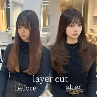 ロング カラー 似合わせレイヤー/ 透明感カラーのヘアスタイル