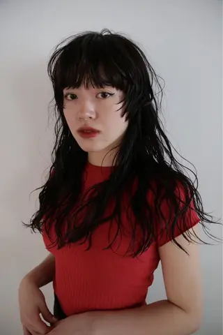 ロング パーマ 🪩サクヤ🪩暗髪 カラー/ワイドバングのヘアスタイル