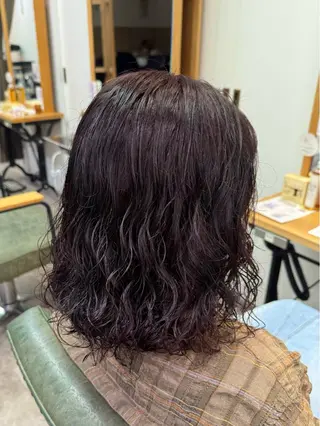 ミディアム カラー パーマ 縮毛矯正/艶髪カラー ヘアアレンジ/ひふみのヘアスタイル