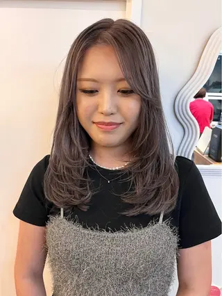 セミロング カラー レイヤーカット/韓国 ヘア/ honokaのヘアスタイル