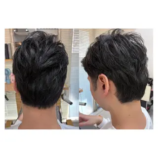 メンズ レイヤーカット・ 縮毛矯正 星野のヘアスタイル