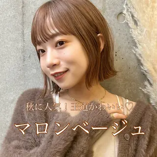 ミディアム カラー 暖色/艶髪/ボブ/ ショート/Ayaのヘアスタイル
