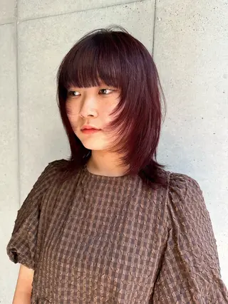 ミディアム カラー 似合わせウルフ/ レイヤー/山本祐輔のヘアスタイル