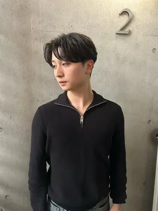 ミディアム パーマ 曲がる縮毛矯正 メンズ特化/鈴木美璃のヘアスタイル