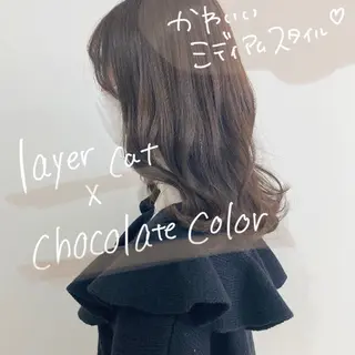 ミディアム カラー お洒落パーマ/ 艶カラー/michiのヘアスタイル