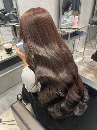 セミロング カラー mimiiy梅田 中崎町ハイトーンのヘアスタイル