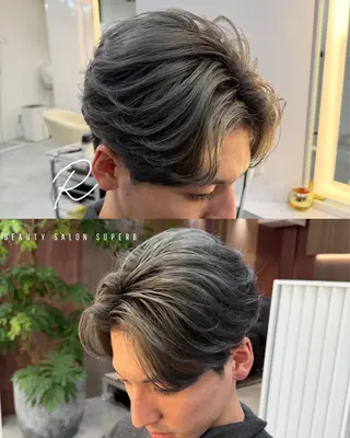 カラー メンズ R/🤎 パーマ＆ブリーチ🔥のヘアスタイル