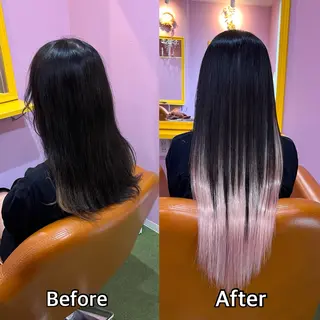 ロング シール＋ちび編み込み エクステ梅田🐨のヘアスタイル