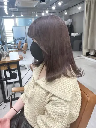 ミディアム カラー ヘアアレンジ 🌷FUKA🌷 まろやかハイトーンのヘアスタイル