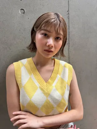 ショート コテ巻き風/ボブ パーマ🌼杉田 萌恵のヘアスタイル